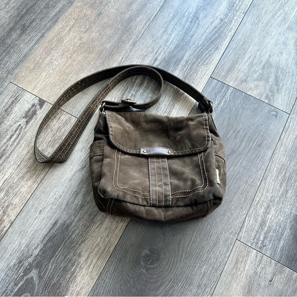 Fossil Crossbody Brown Purse Floral Pattern Interior Numerous Pockets